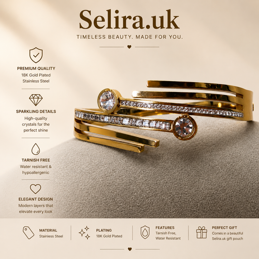 Selira Crystal Elegance Gold Cuff Bracelet