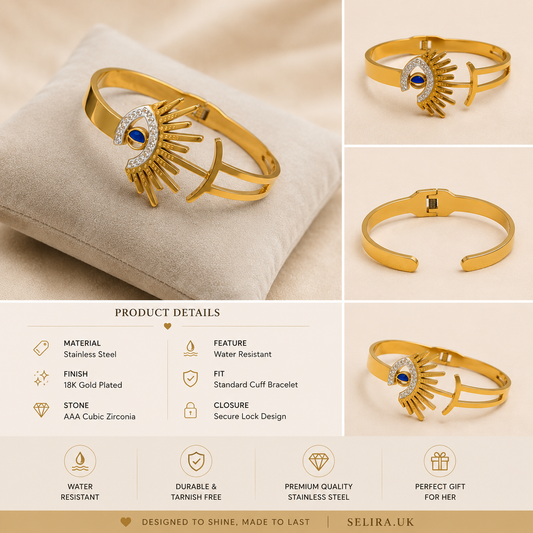 Selira Evil Eye Crystal Gold Bangle