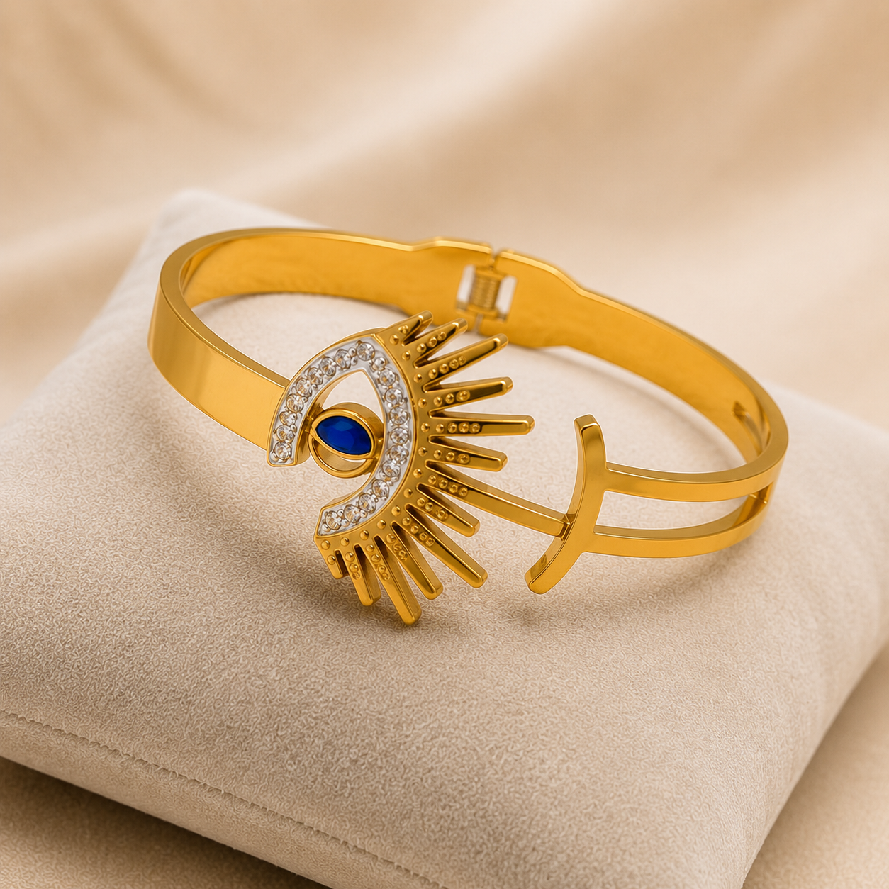 Selira Evil Eye Crystal Gold Bangle