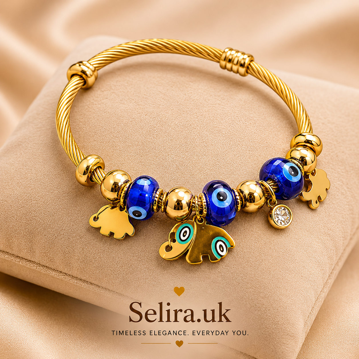 Selira Blue Evil Eye Charm Bracelet | Anti Tarnish Jewellery UK