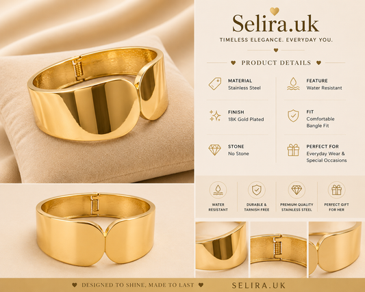 Selira Luxe Statement Gold Cuff Bangle