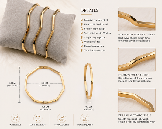 Selira Luxe Statement Gold Cuff Bangle