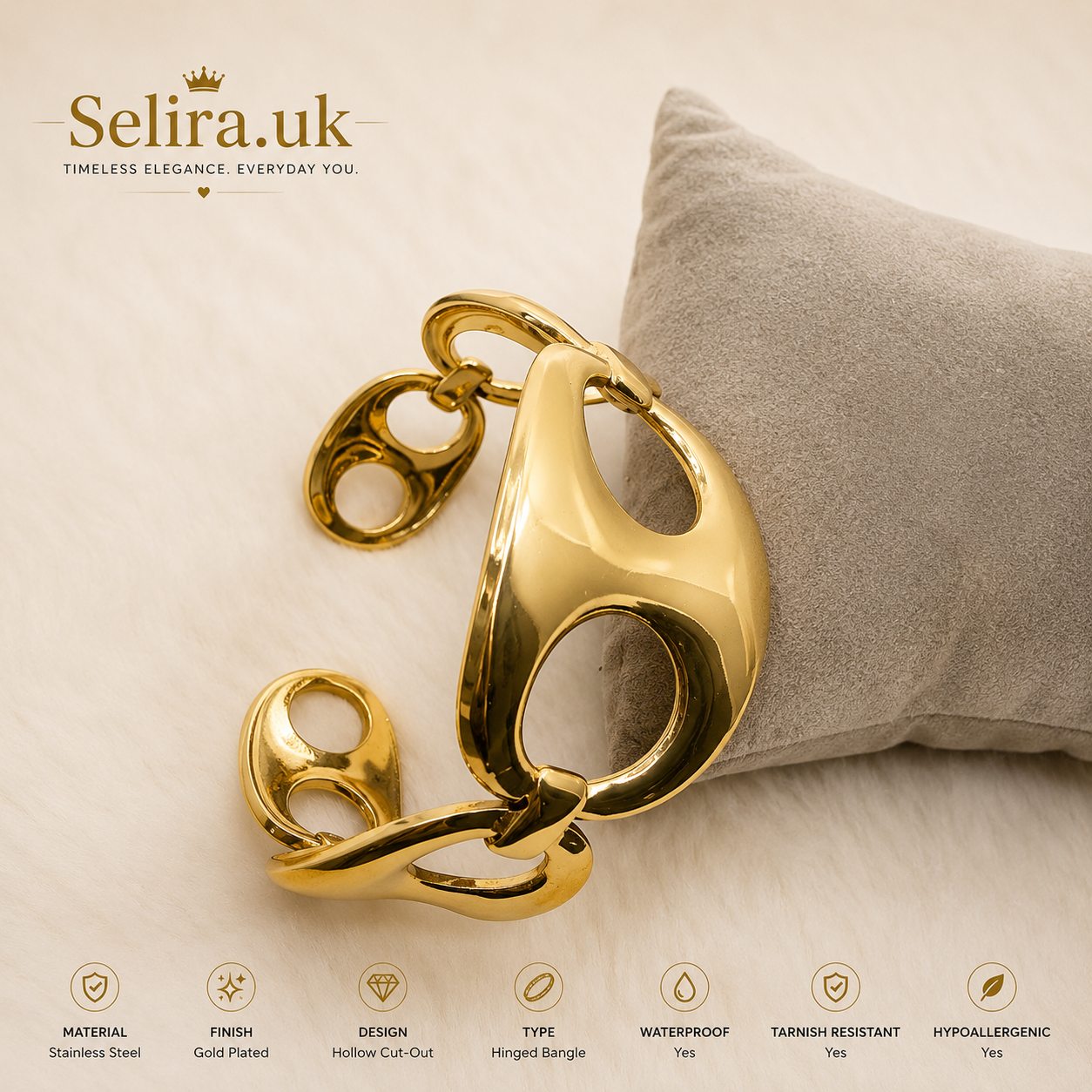 Hollow Cut-Out Hinged Bangle